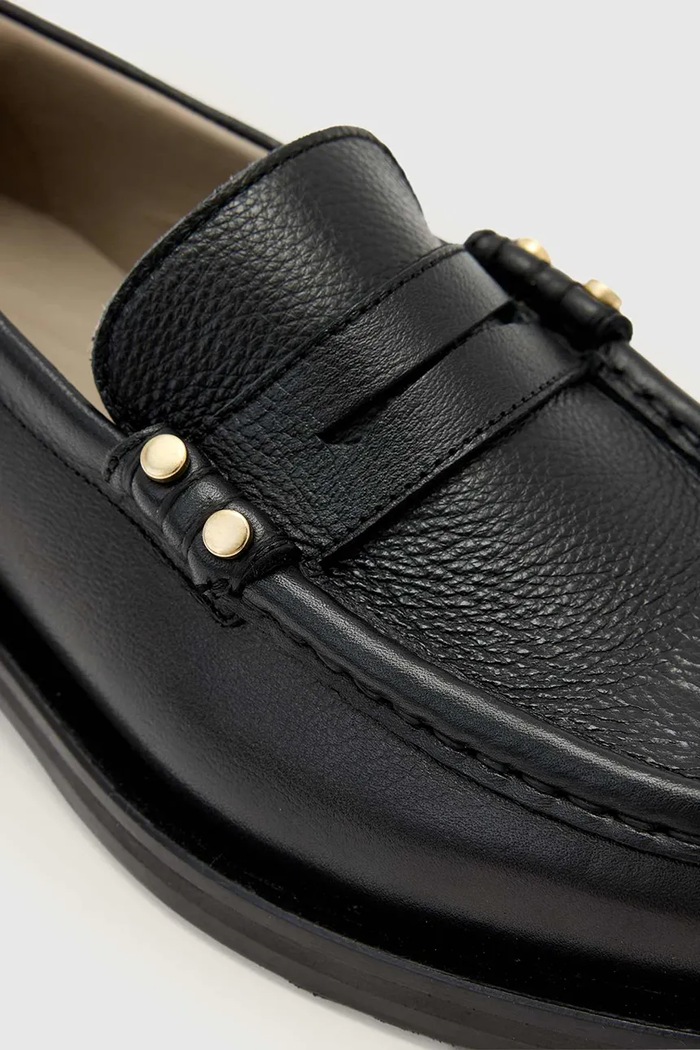 AllSaints mokasíny dámske kožené Bloom Stud Loafer čierna W072FE