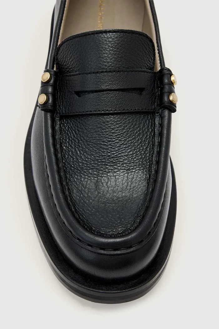 AllSaints mokasíny dámske kožené Bloom Stud Loafer W072FE čierna