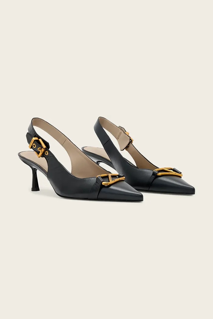 Δερμάτινες γόβες AllSaints Hera Slingback Shoe W021FE μαύρο SS26