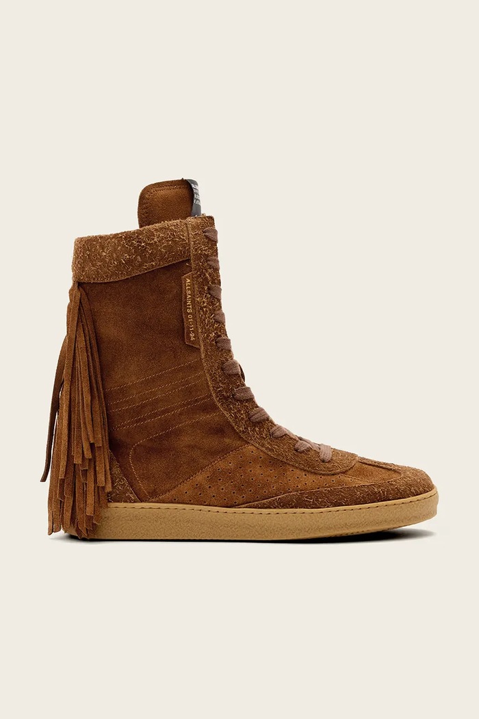 AllSaints buty zamszowe Louise Fringe Ht pozostałe brązowy W062FE