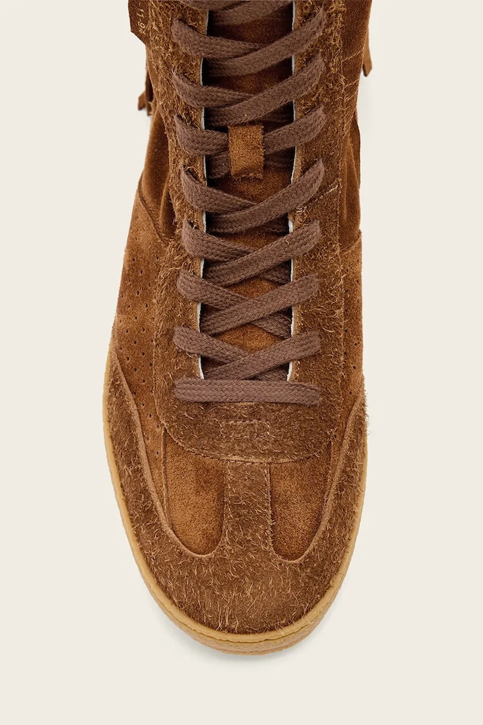 AllSaints buty zamszowe Louise Fringe Ht W062FE brązowy
