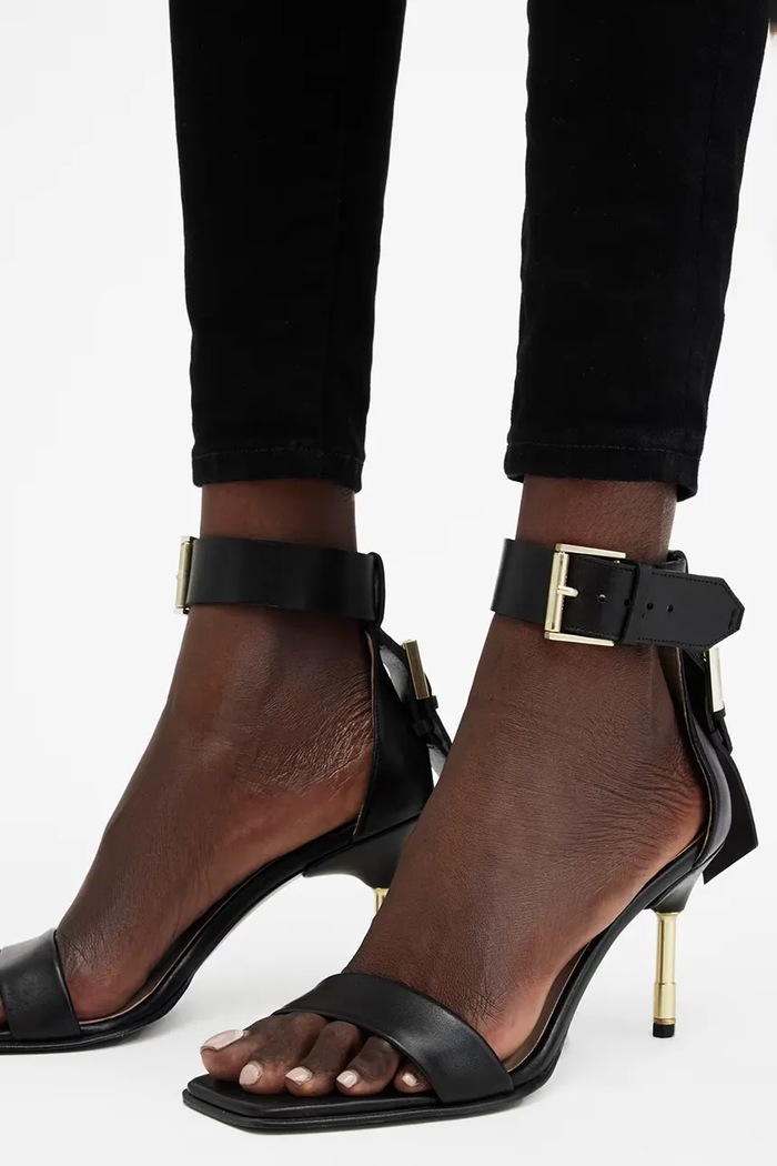 AllSaints sandale de piele Noir Mid Sandal W151FB