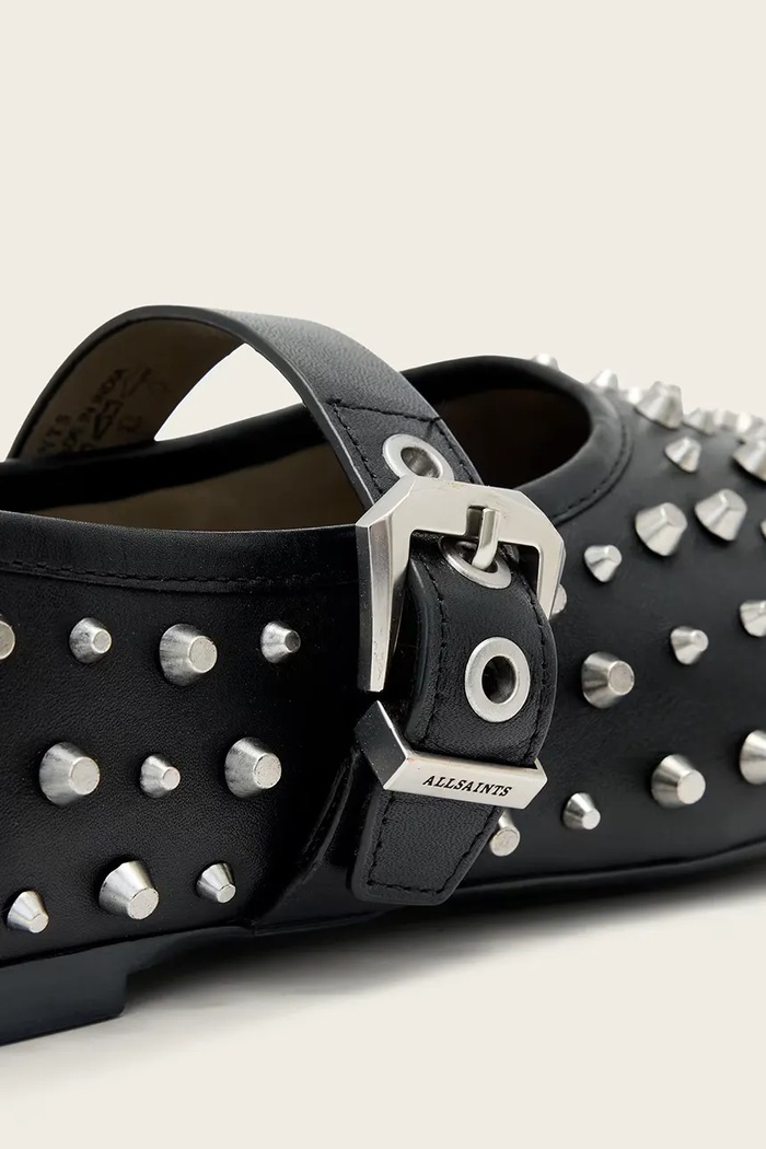 AllSaints balerini de piele Sabine Stud Shoe negru W088FE
