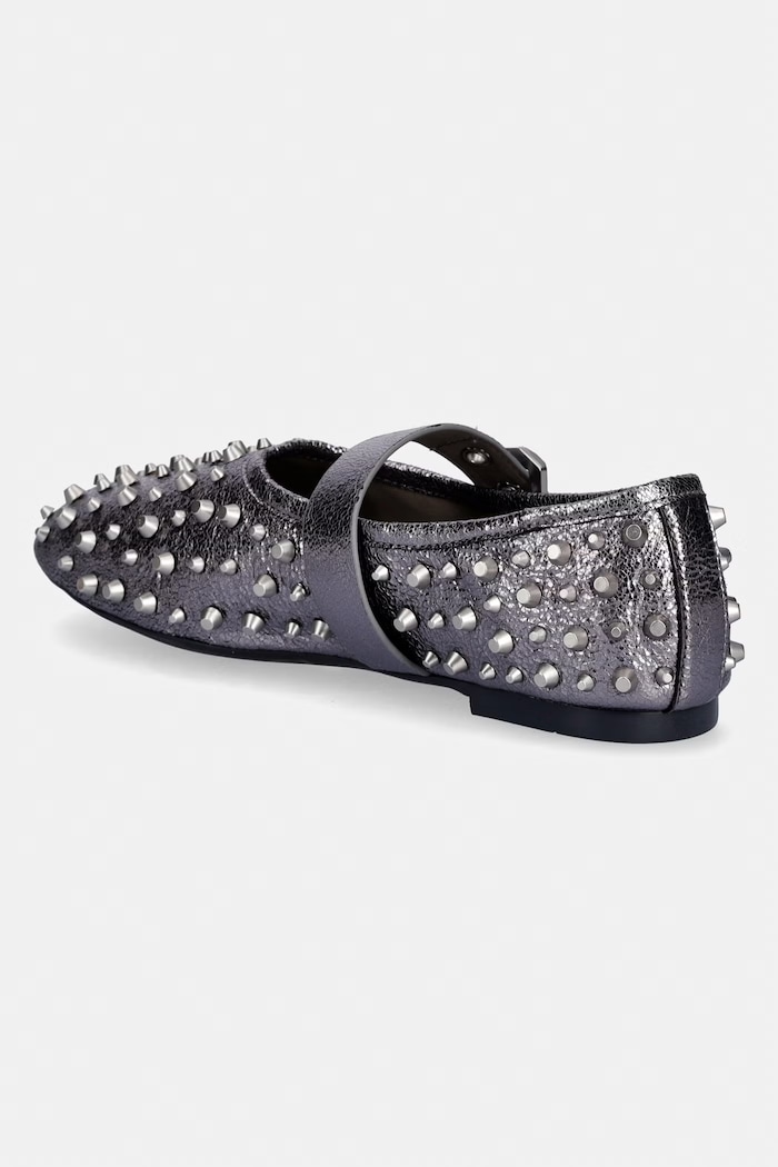 Obuv Kožené balerínky AllSaints Sabine Stud Shoe W089FE strieborná