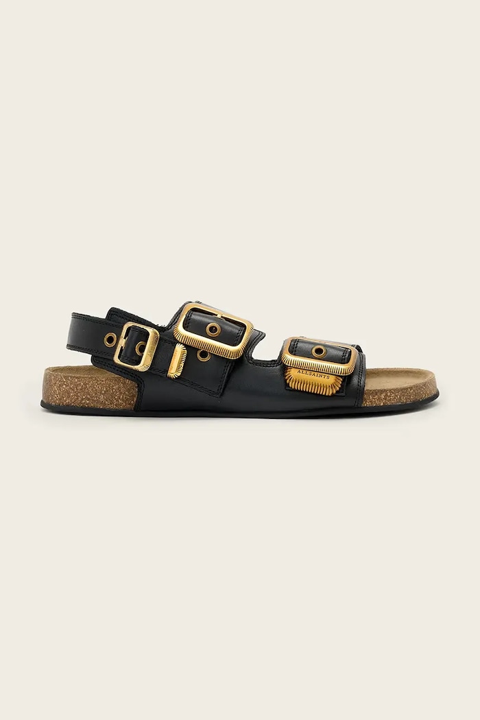 AllSaints sandále na plochom podpätku dámske kožené Staffa Sandal čierna W044FE