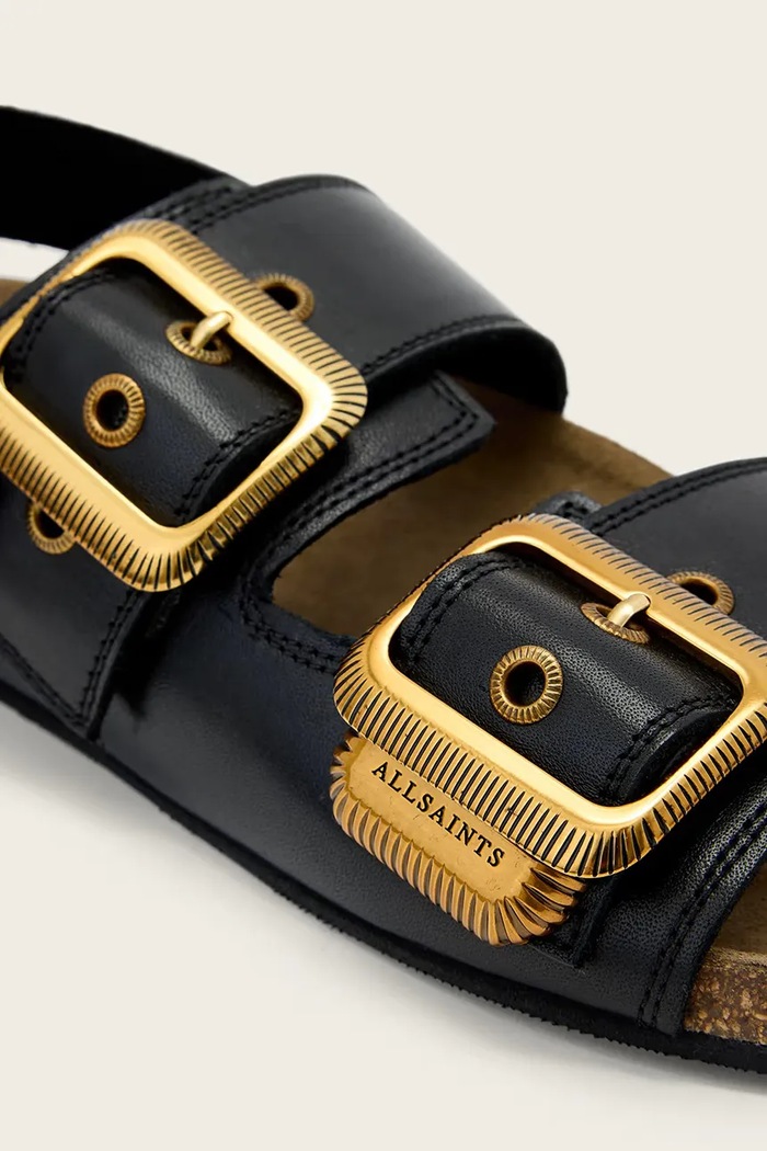 AllSaints sandále na plochom podpätku dámske kožené Staffa Sandal čierna W044FE