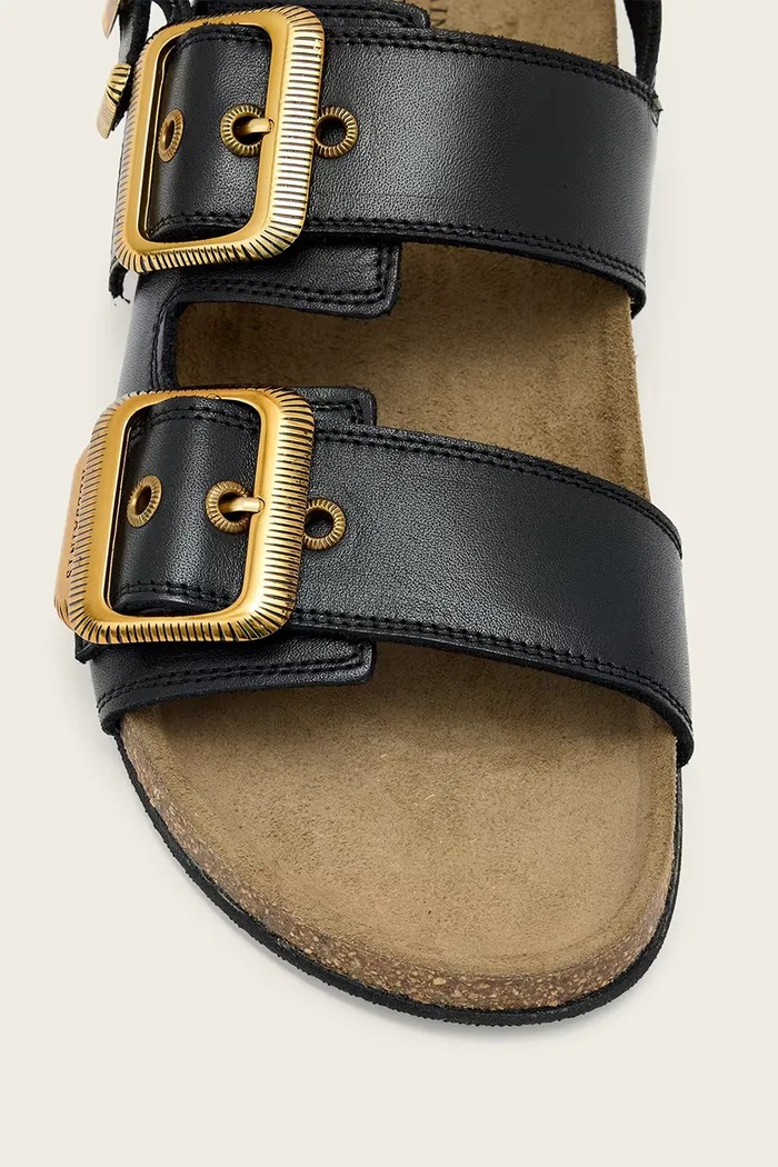 AllSaints sandále na plochom podpätku dámske kožené Staffa Sandal W044FE čierna