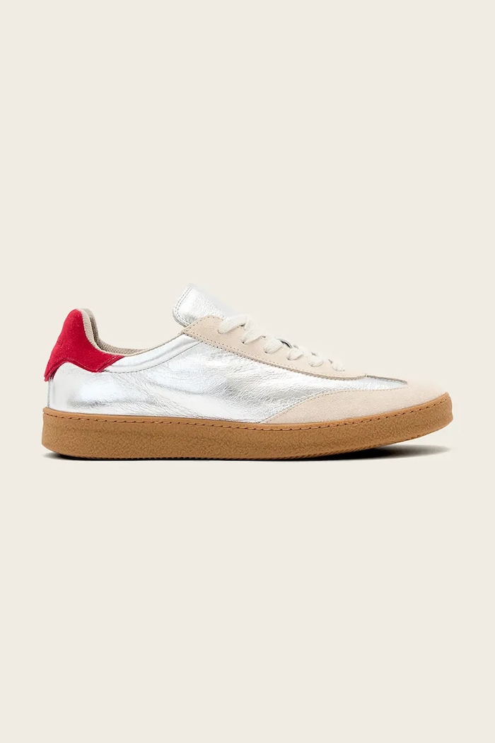 Δερμάτινα sneakers AllSaints Thelma Met Sneaker δέρμα σαμουά ασημί W072FB.SRE