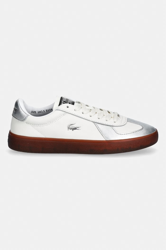 Lacoste sneakers din piele Baseshot Pro Sneakers Silver & Gold Pack 51SFA0176 alb SS26