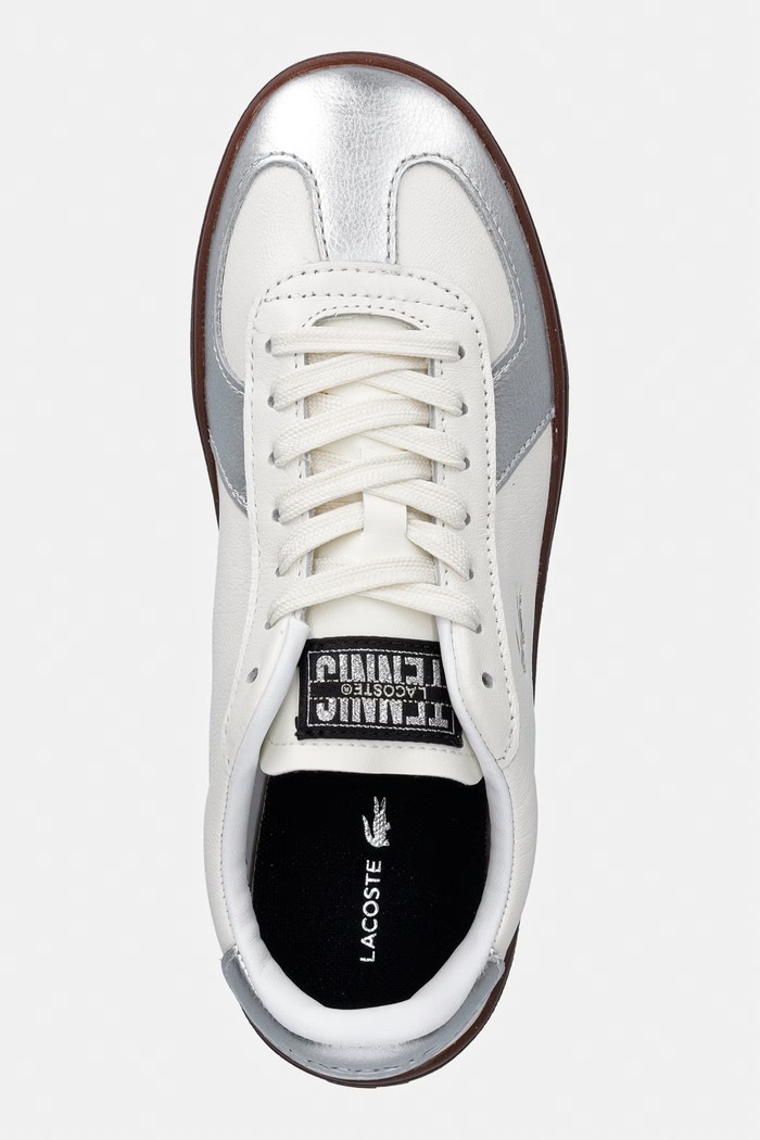Lacoste sneakers din piele Baseshot Pro Sneakers Silver & Gold Pack alb 51SFA0176