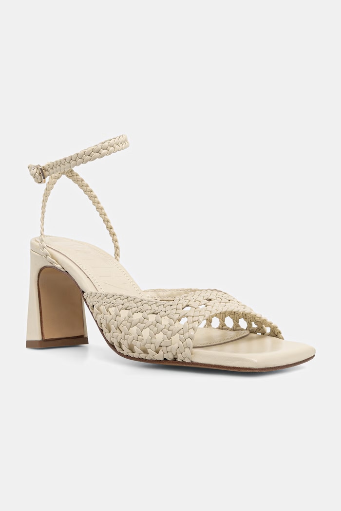 Souliers Martinez sandali s polno peto (blok) usnjeni LEA bež LEA.WHITE