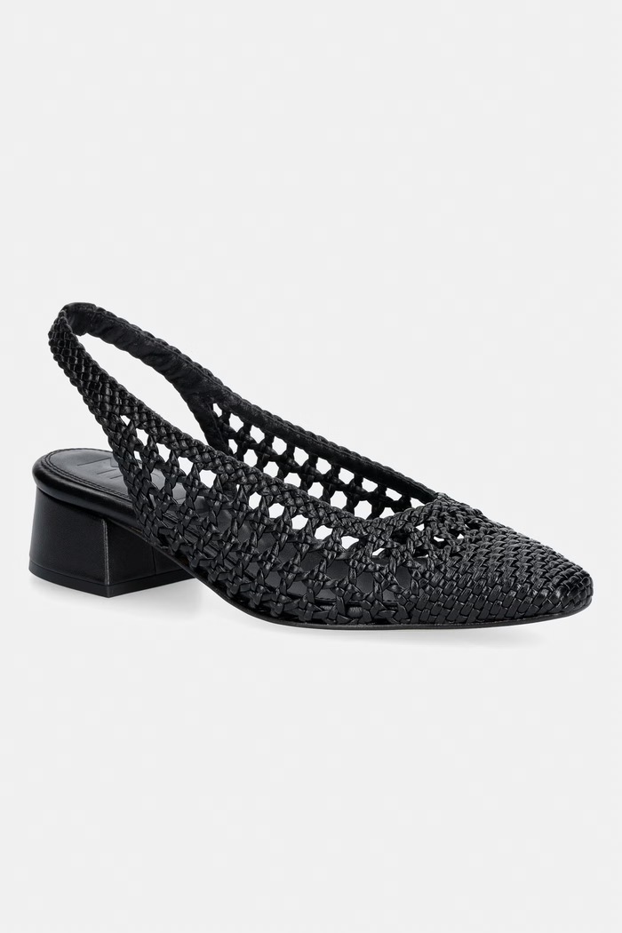 Souliers Martinez czółenka z odkrytą piętą skórzane NOVA TARRAGONA czarny NOVATARRAGONA.BLACK