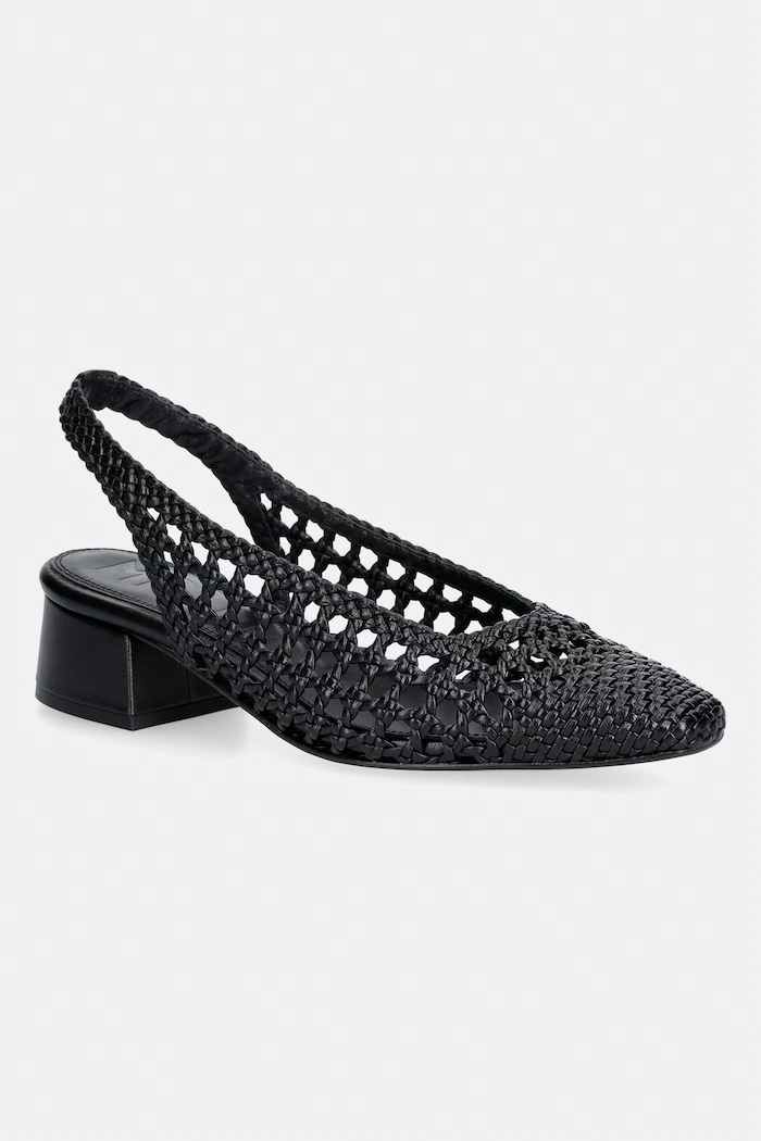 Souliers Martinez czółenka z odkrytą piętą skórzane NOVA TARRAGONA czarny NOVATARRAGONA.BLACK
