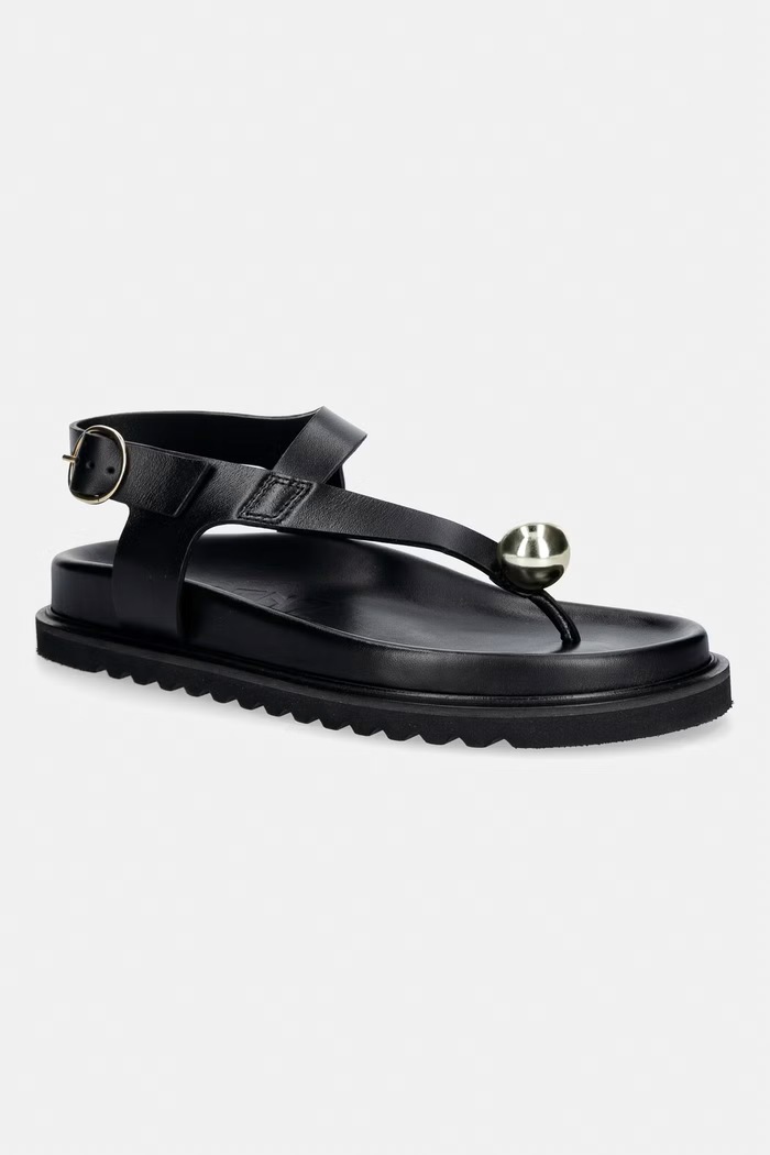 Souliers Martinez сандали дамски от кожа SPIAGGIA черен SPIAGGIA.BLACK