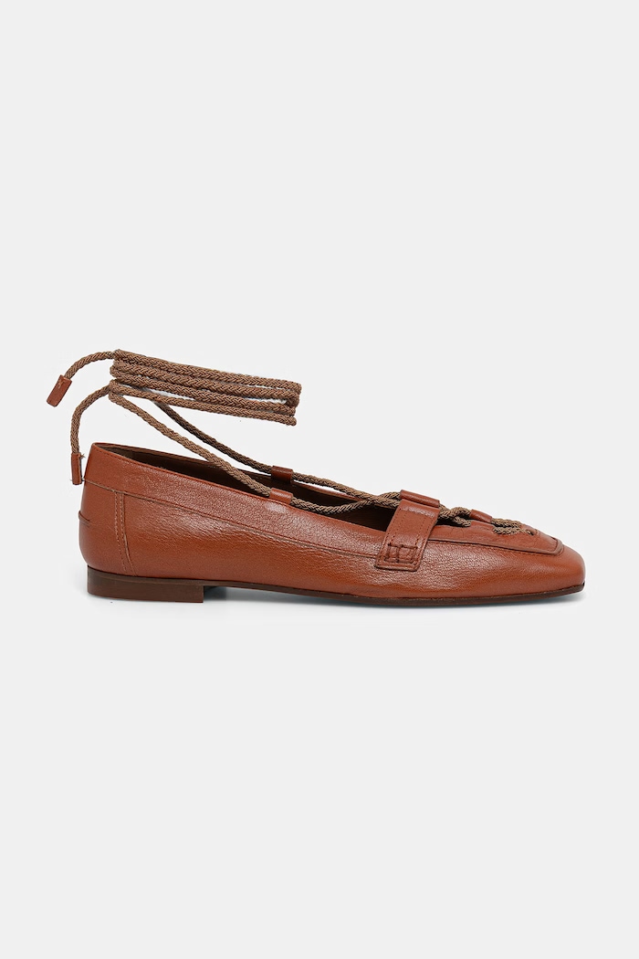 Pollini baleriny skórzane PA10201C1OPF0211 brązowy SS26