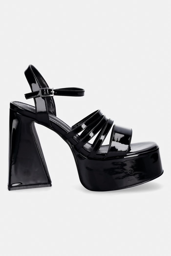 Sandali Koi Footwear Dynasty All Black Platform Strappy Heels Dynasty črna SS26