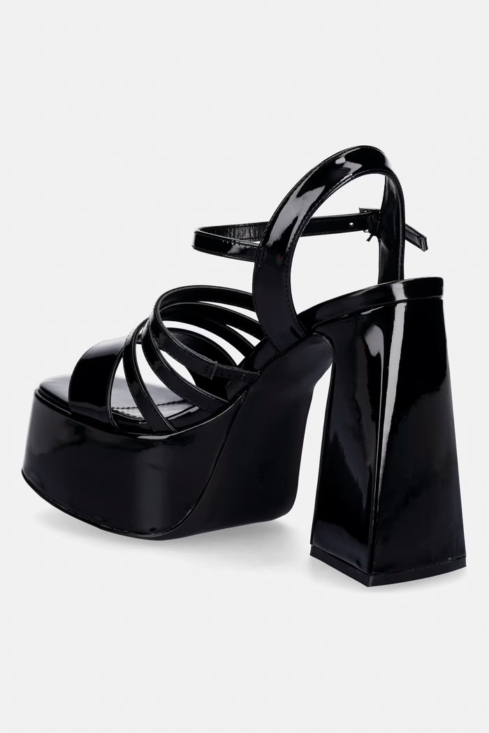 Obutev Sandali Koi Footwear Dynasty All Black Platform Strappy Heels Dynasty črna