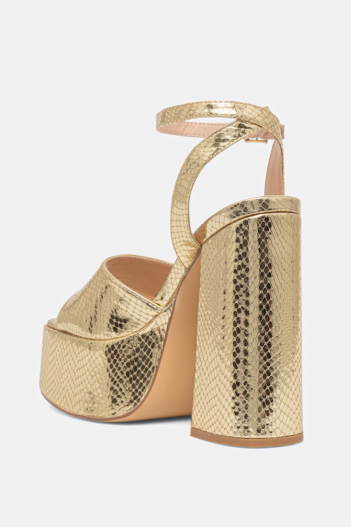 Obuv Sandále Koi Footwear Shonen Gold Lizard Platform Heels Shonen zlatá