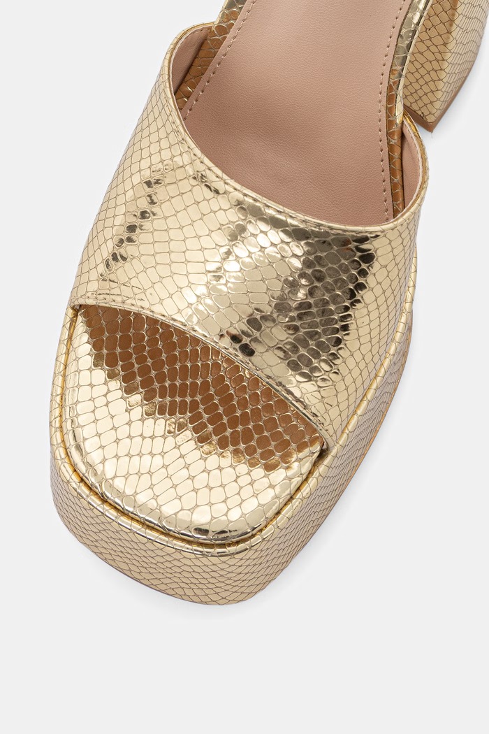 Sandále Koi Footwear Shonen Gold Lizard Platform Heels zlatá Shonen