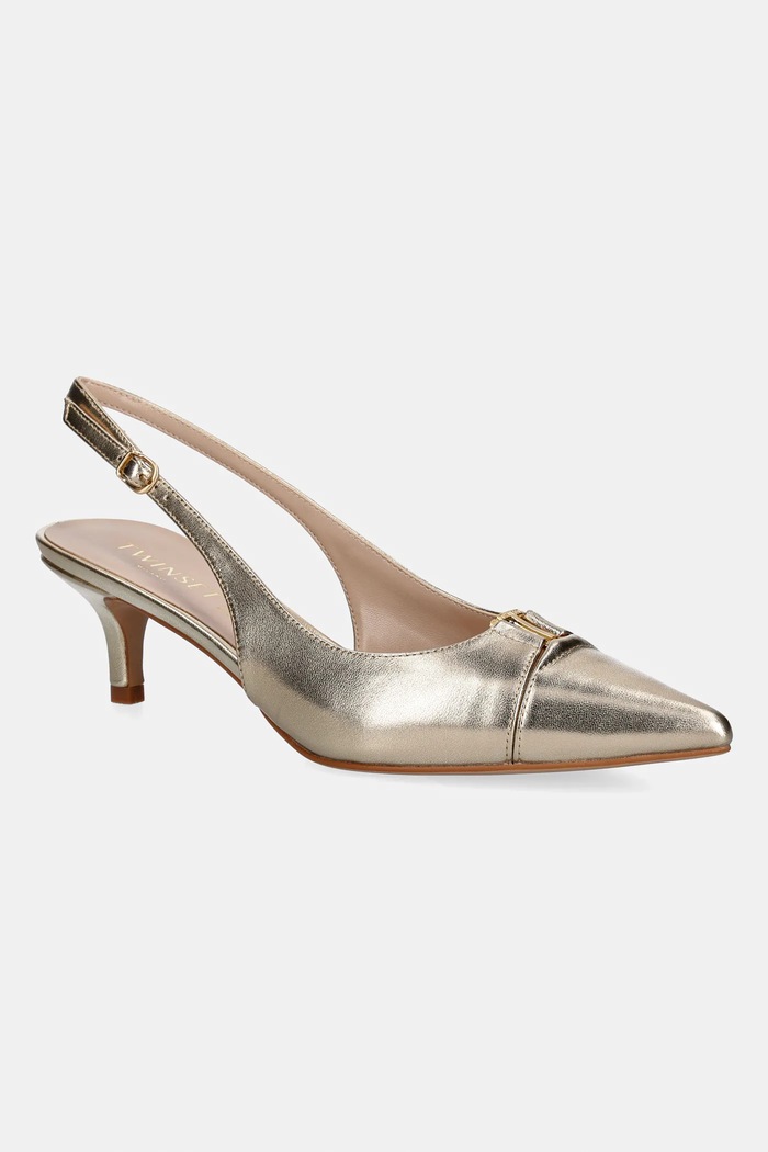 Δερμάτινες γόβες Twinset στιλέτο χρυσαφί 261TCP034.10363