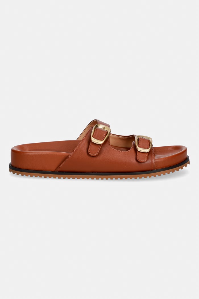 Twinset ciabatte slide in pelle 261TCP09C.11061 granata SS26