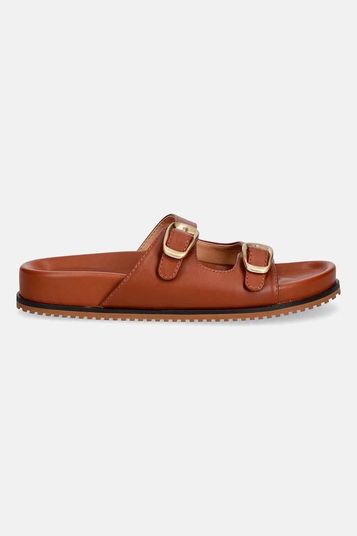 Twinset ciabatte slide in pelle 261TCP09C.11061 granata SS26