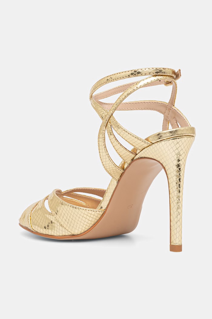 Încălțăminte Twinset sandale de piele 261TCP112.13330 aur