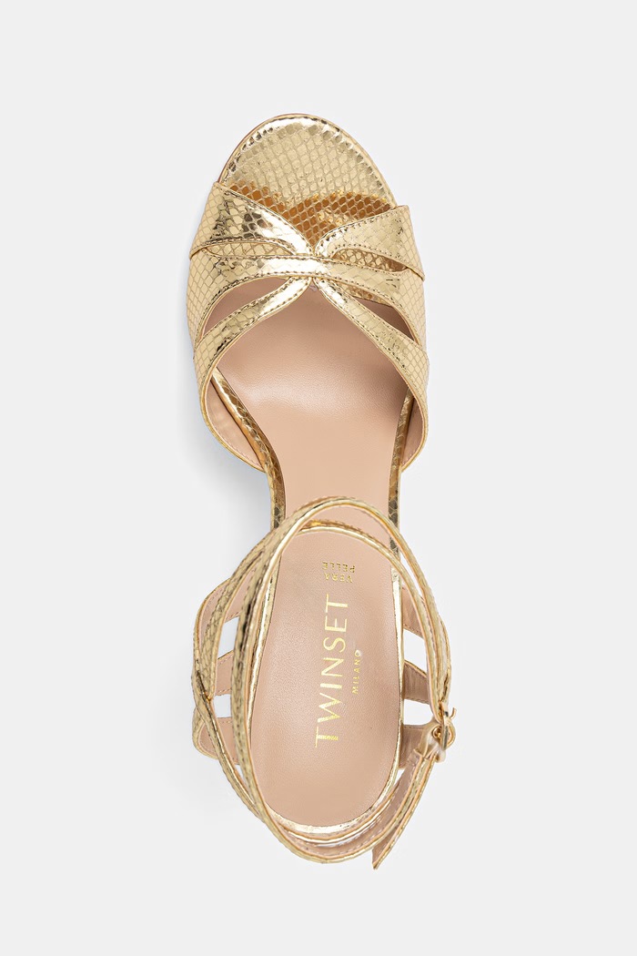 Twinset sandale de piele aur 261TCP112.13330