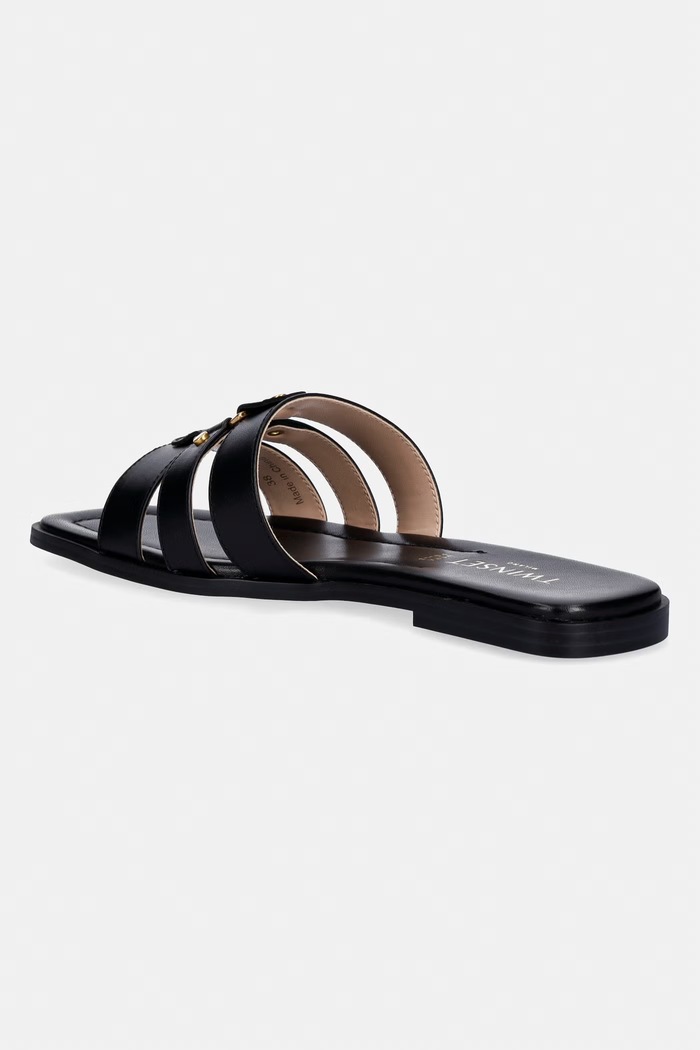 Scarpe Twinset ciabatte slide in pelle 261TCP038.00006 nero