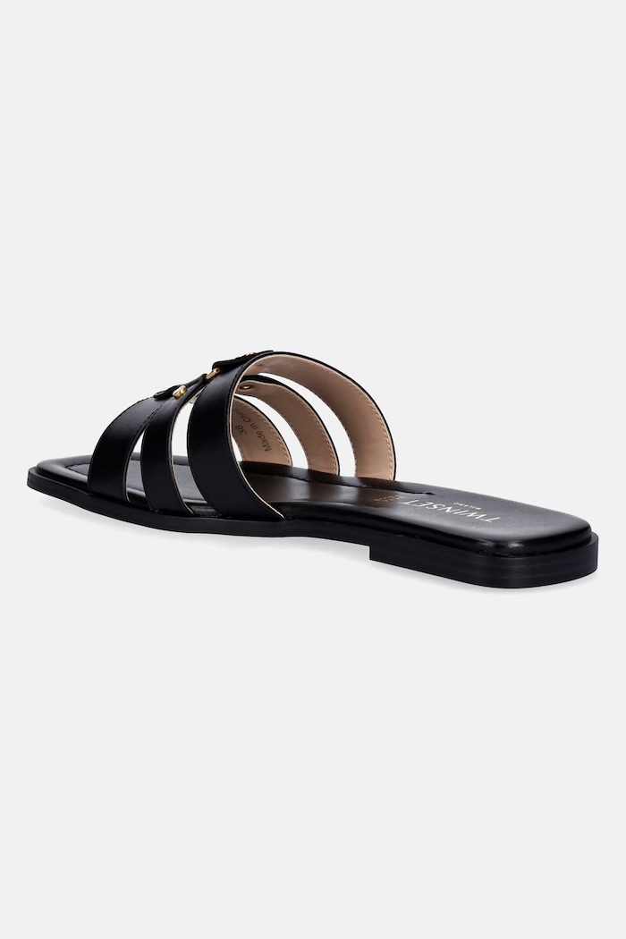 Scarpe Twinset ciabatte slide in pelle 261TCP038.00006 nero