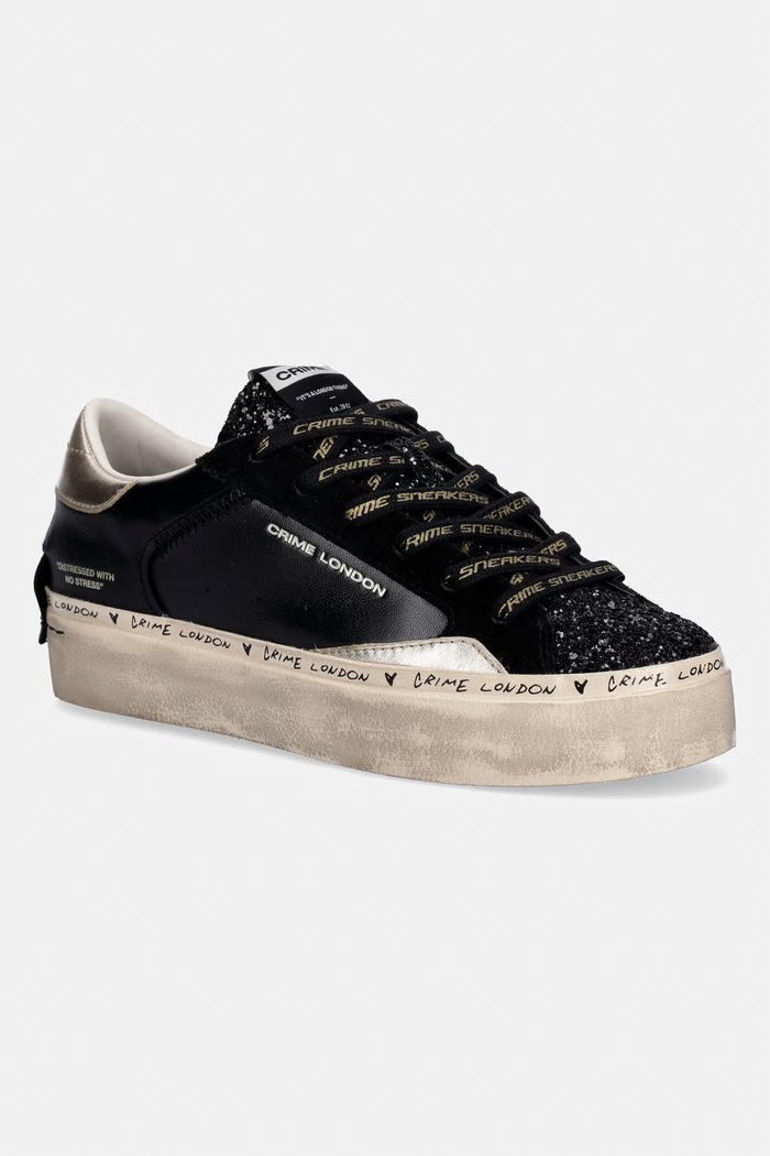 Crime London sneakers DISTRESSED PLATFORM textil negru 25074AA8.20
