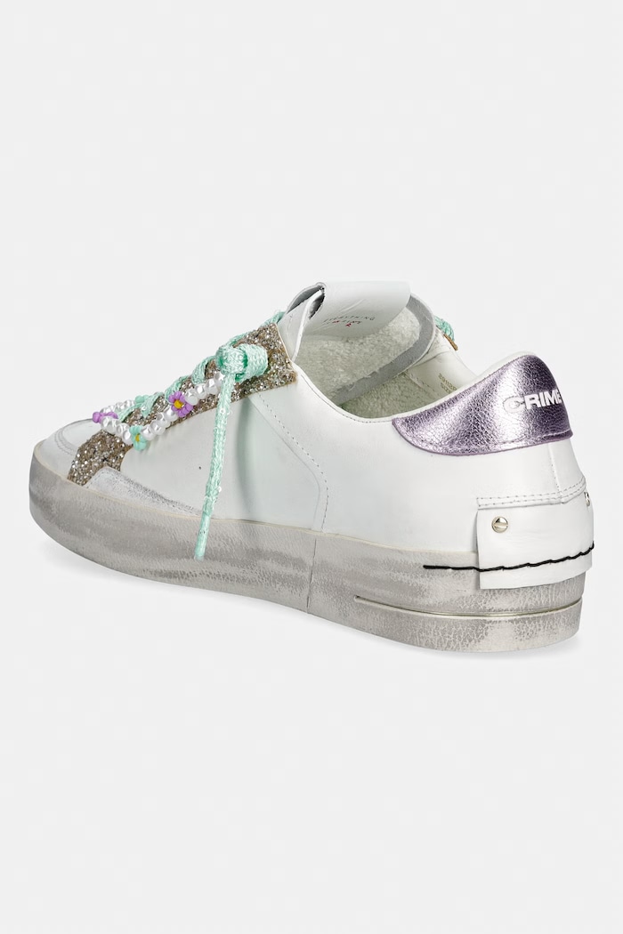 Încălțăminte Crime London sneakers SK8 DELUXE 29112PP8.10 alb
