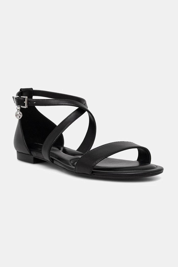 MICHAEL Michael Kors dámske kožené sandále na plochej podrážke Alexa Flex Flat Sandal čierna 40S6AXFS1L.001