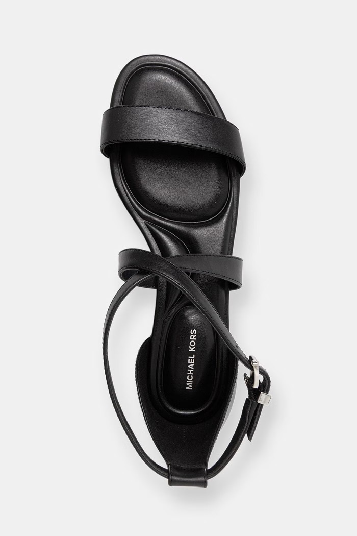 MICHAEL Michael Kors dámske kožené sandále na plochej podrážke Alexa Flex Flat Sandal čierna 40S6AXFS1L.001