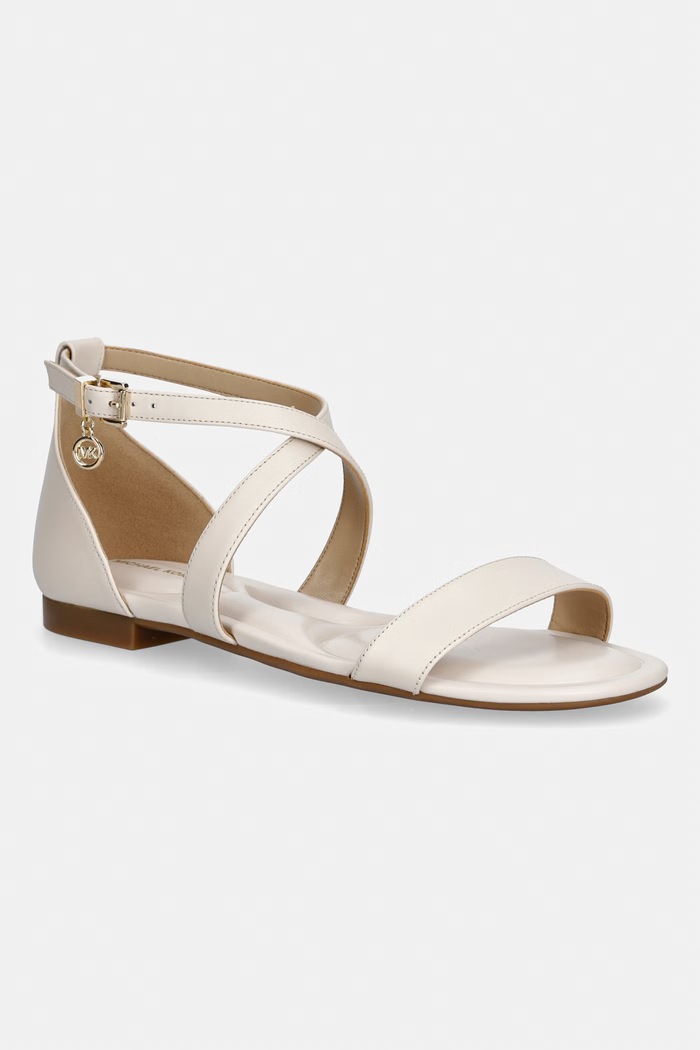 MICHAEL Michael Kors sandały skórzane Alexa Flex Flat Sandal płaski beżowy 40S6AXFS1L.289