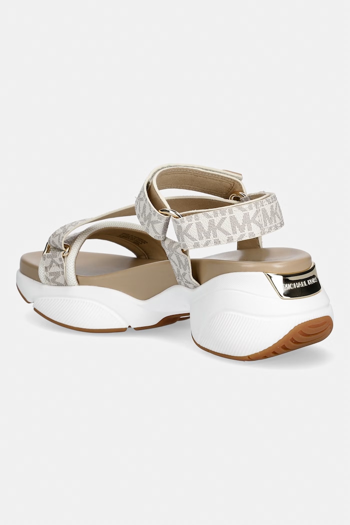 Обувки MICHAEL Michael Kors сандали със скосена пларформа дамски Bowie Sandal 43S6BWFA1B.150 бежов