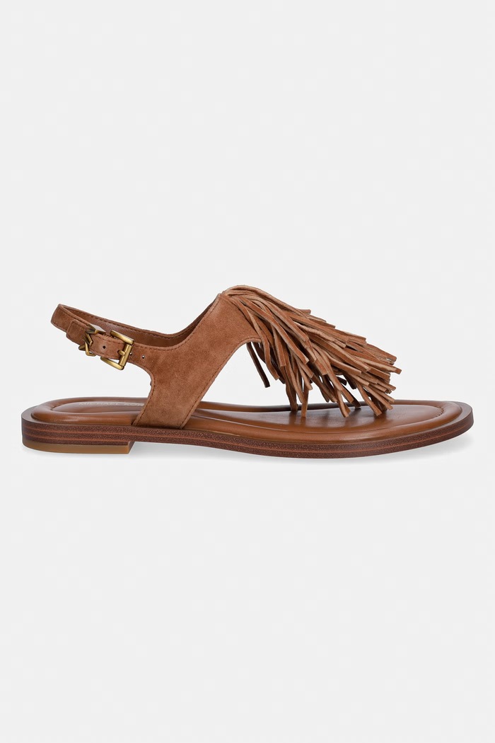 MICHAEL Michael Kors sandały damskie zamszowe Indra Thong Sandal 40S6INFS1S.230 brązowy SS26