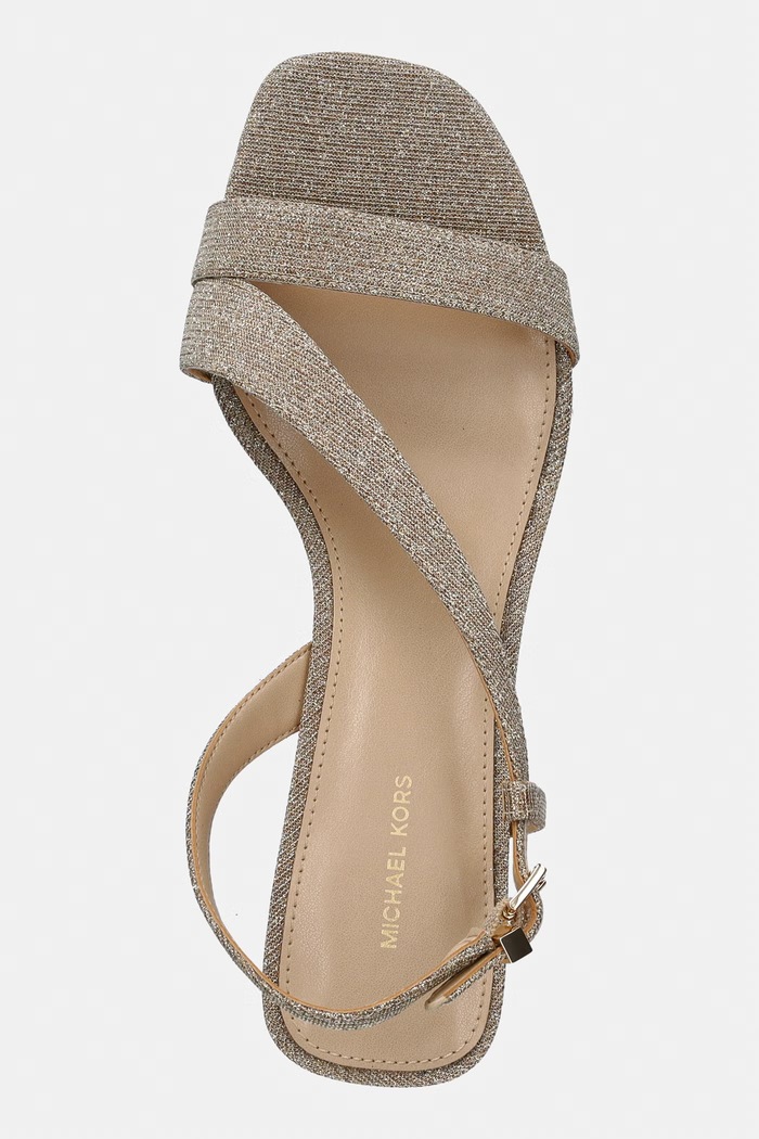 Sandále na nízkom podpätku MICHAEL Michael Kors Jaida Kitten Sandal zlatá 40S6JDMS1D.740