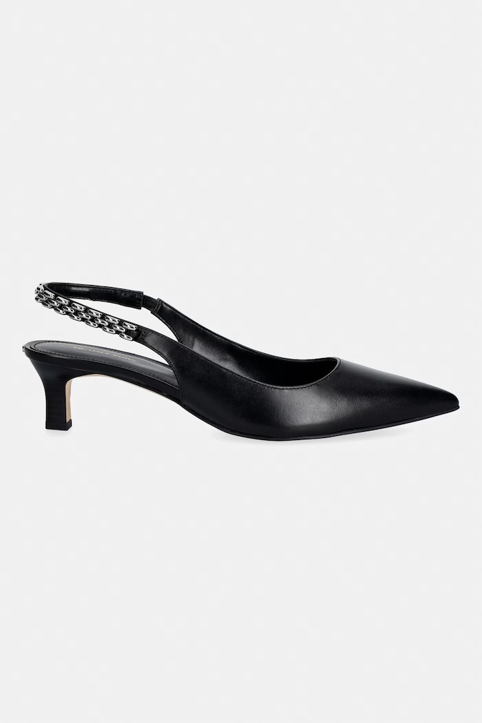 MICHAEL Michael Kors szpilki skórzane Marcia Kitten Sling Pump 40S6MCMP1L.001 czarny SS26