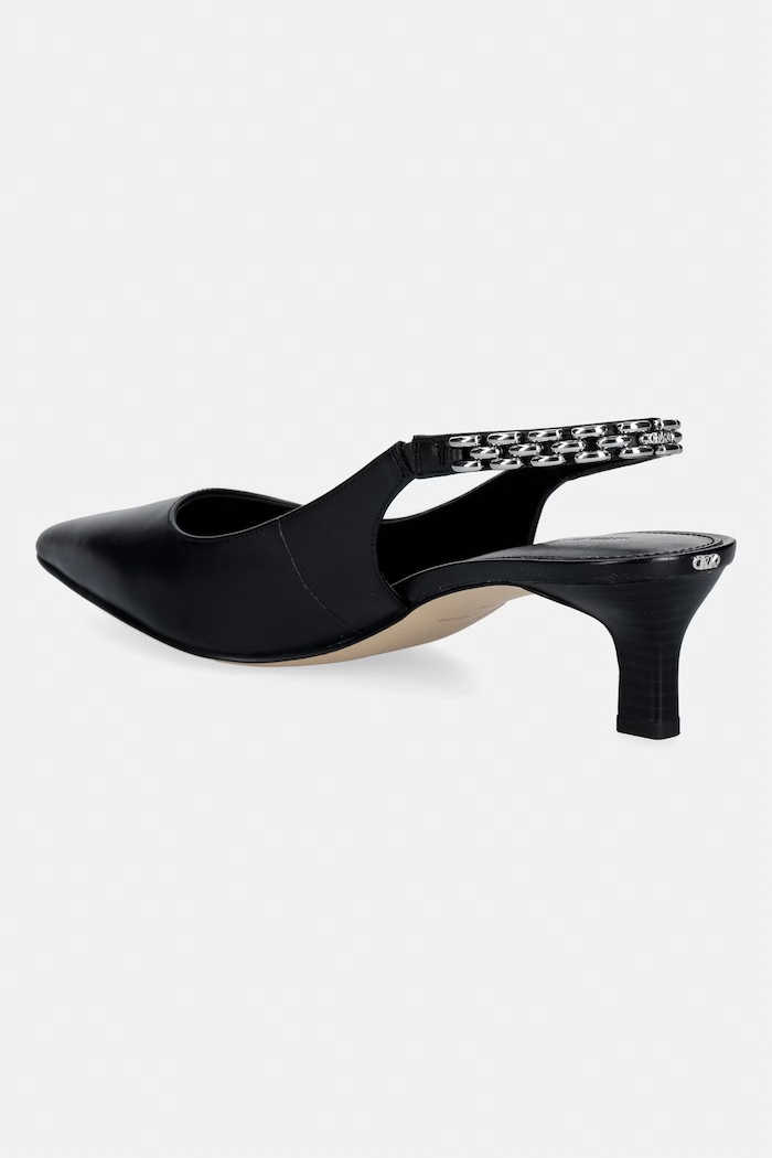 Obuwie MICHAEL Michael Kors szpilki skórzane Marcia Kitten Sling Pump 40S6MCMP1L.001 czarny