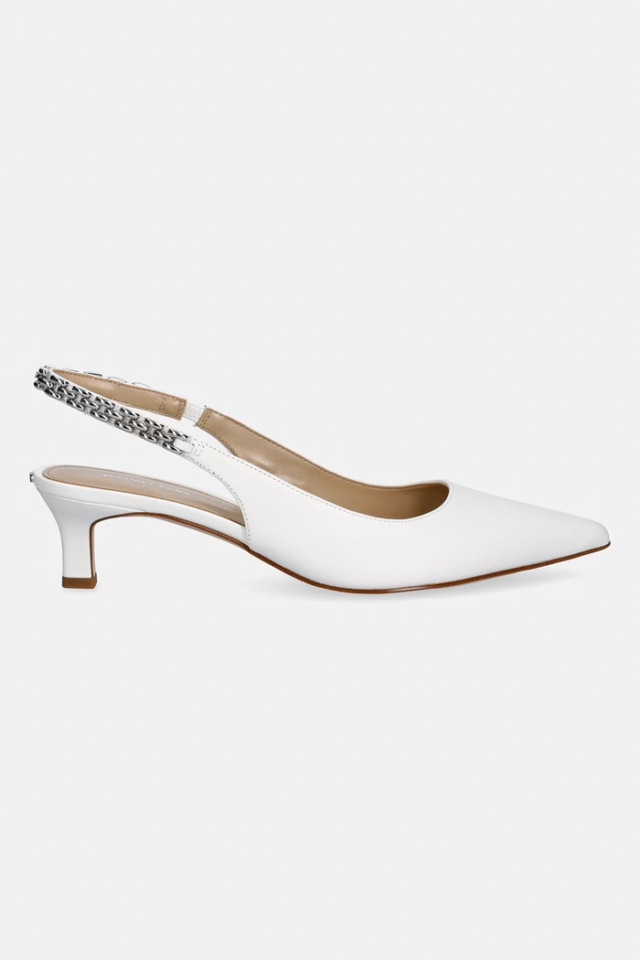 Kožené lodičky MICHAEL Michael Kors Marcia Kitten Sling Pump 40S6MCMP2L.085 biela SS26
