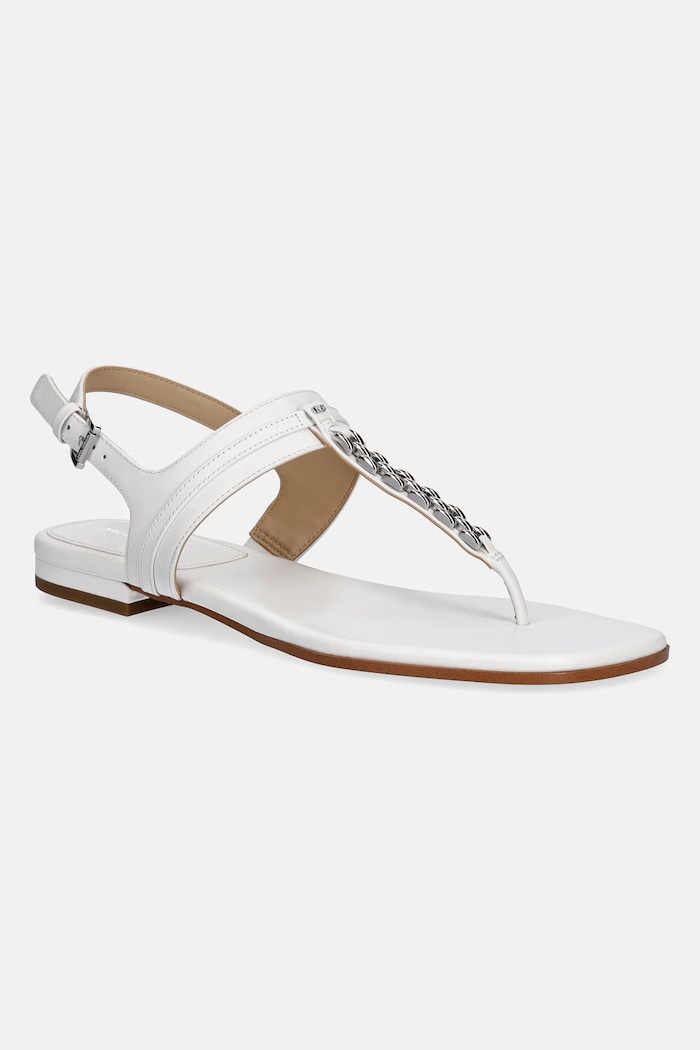 MICHAEL Michael Kors sandały na płaskim obcasie damskie skórzane Marcia Thong Sandal biały 40S6MCFS1L.085