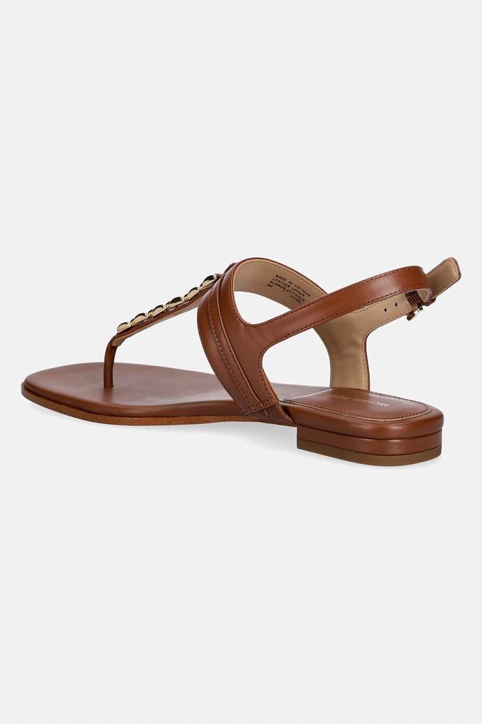 Obuv MICHAEL Michael Kors dámske kožené sandále na plochej podrážke Marcia Thong Sandal 40S6MCFS1L.230 hnedá