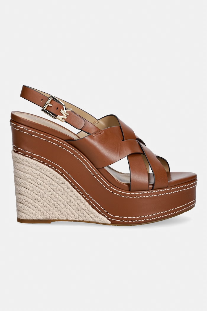 MICHAEL Michael Kors sandały skórzane Nora Wedge 40S5NOHS3L.230 brązowy AA00