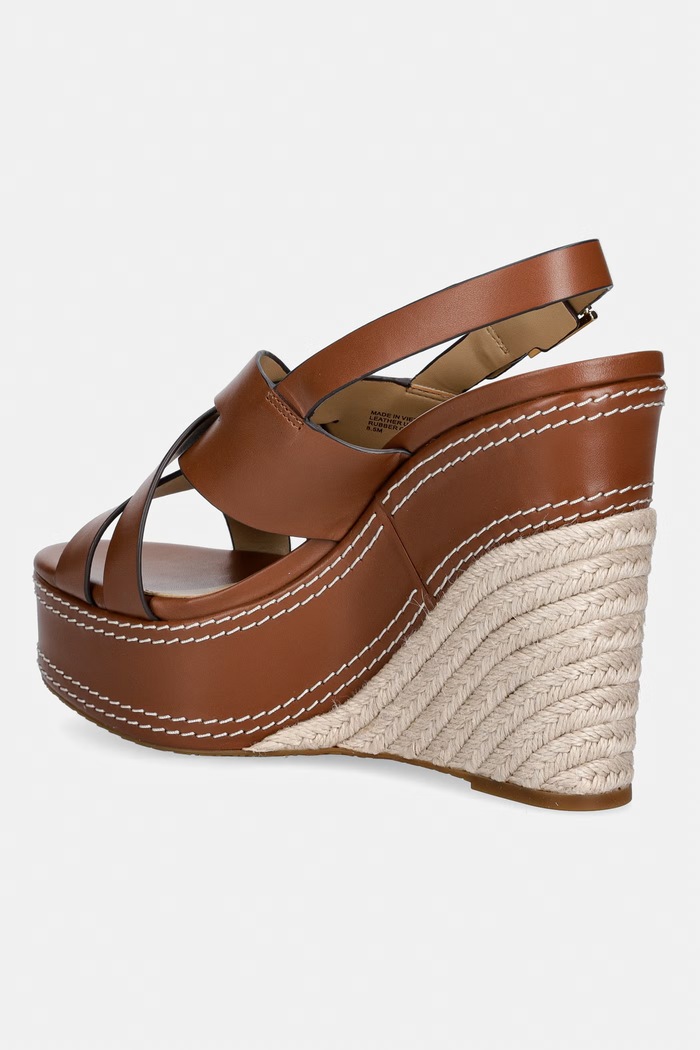 Obuwie MICHAEL Michael Kors sandały skórzane Nora Wedge 40S5NOHS3L.230 brązowy