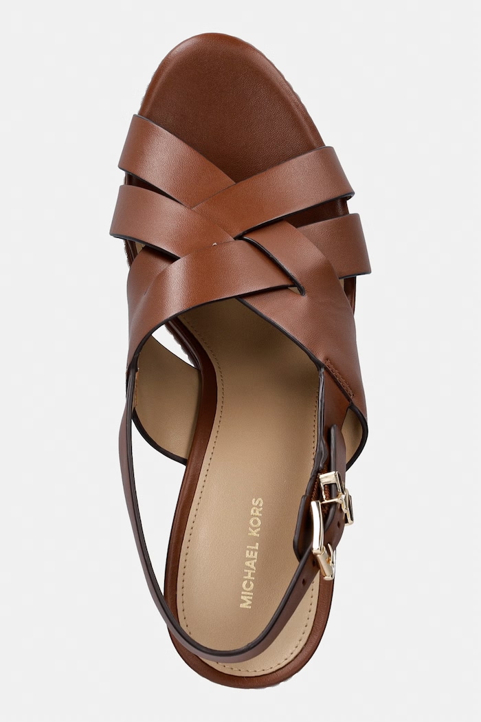 MICHAEL Michael Kors sandały skórzane Nora Wedge brązowy 40S5NOHS3L.230