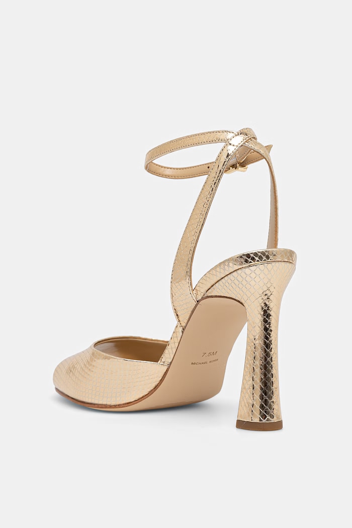 Obutev MICHAEL Michael Kors sandali z visoko peto iz usnja Rosie High Sandal 40S6RSHS1M.740 zlata
