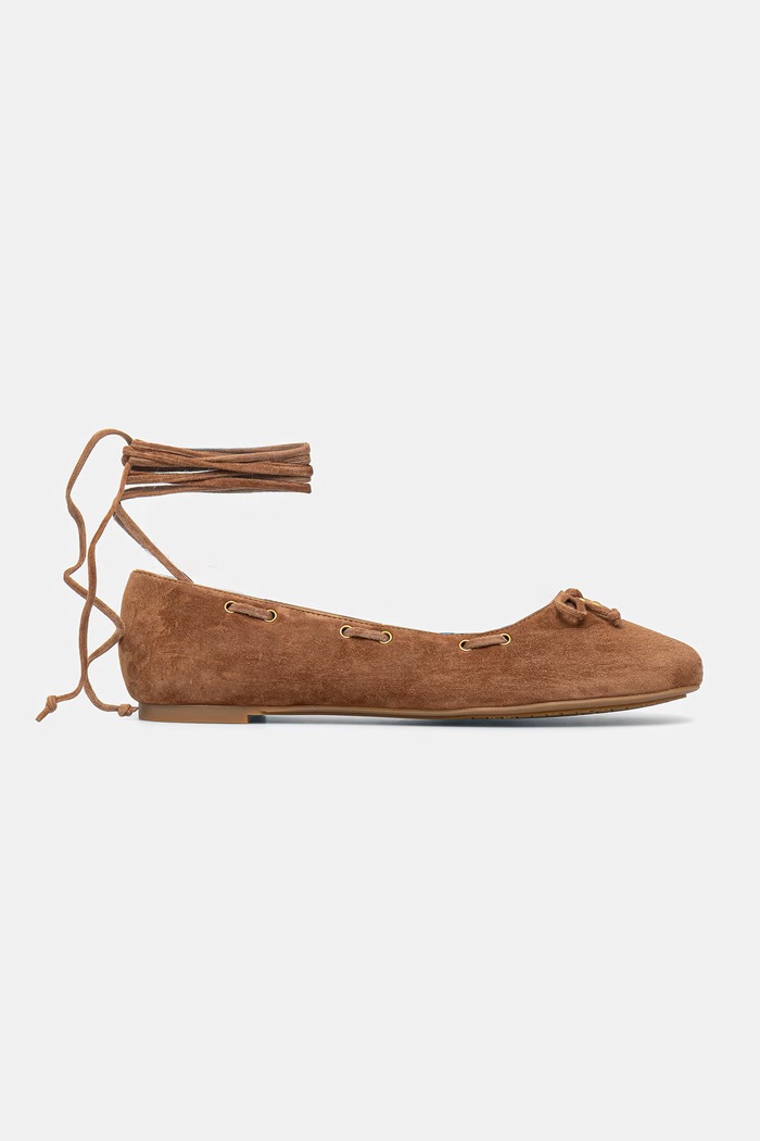 Semišové baleríny MICHAEL Michael Kors Shae Flex Ballet 40S6SHFP1S.230 hnedá SS26