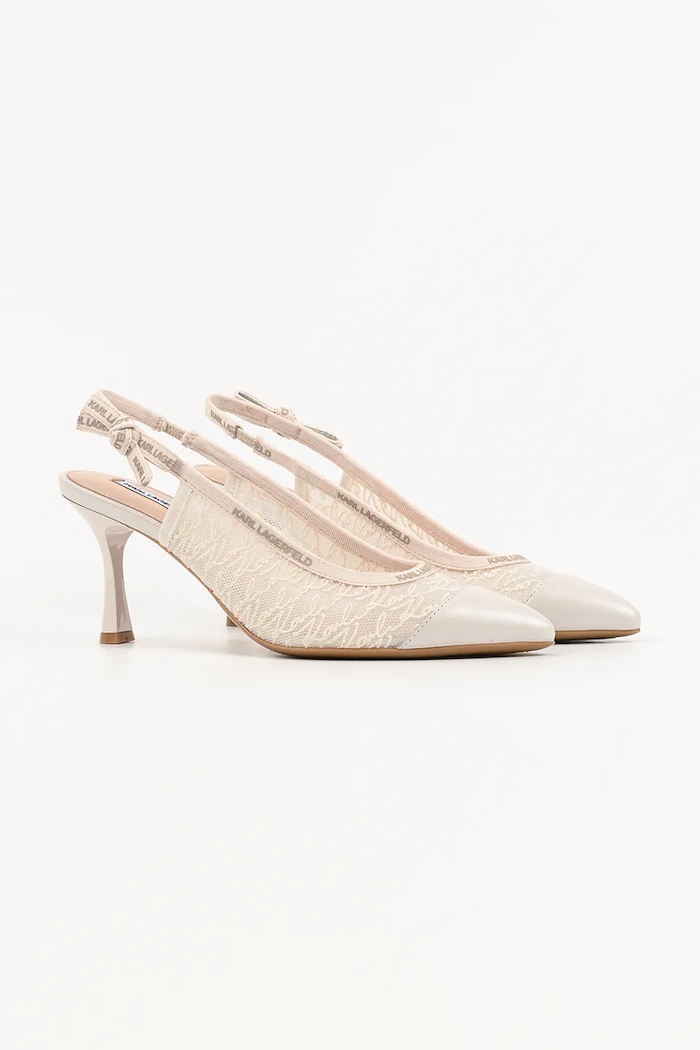 Karl Lagerfeld pantofi stiletto din piele Sienna KL32728.M11 bej SS26