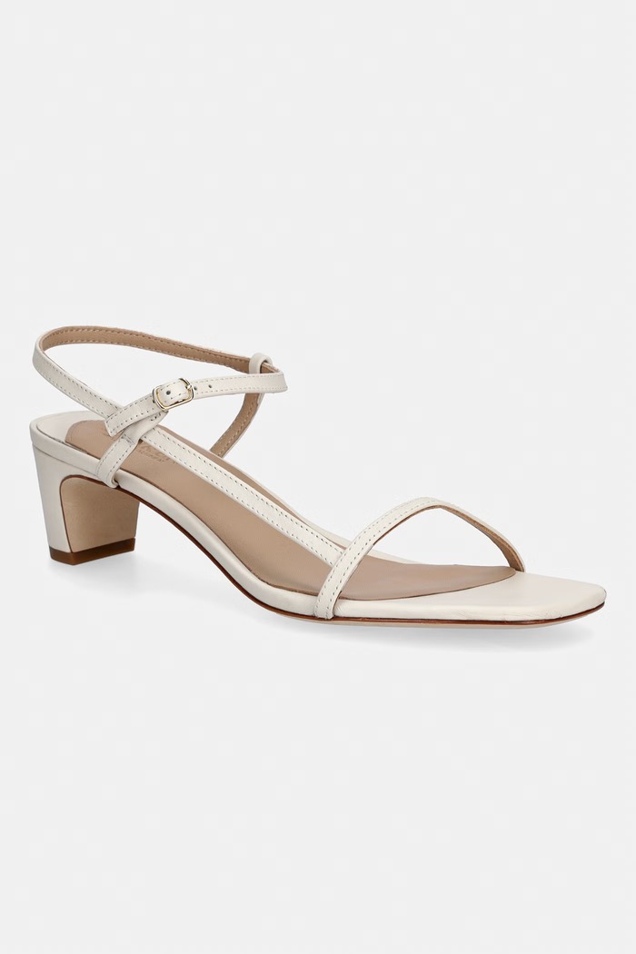 Lauren Ralph Lauren sandale cu toc jos din piele Lainee Md Hl bej 802P00097004.100